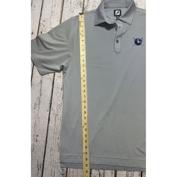 FootJoy Polo Shirt Men's Size M Gray Striped Short Sloove Chest Logo Stretch - Picture 5 of 11